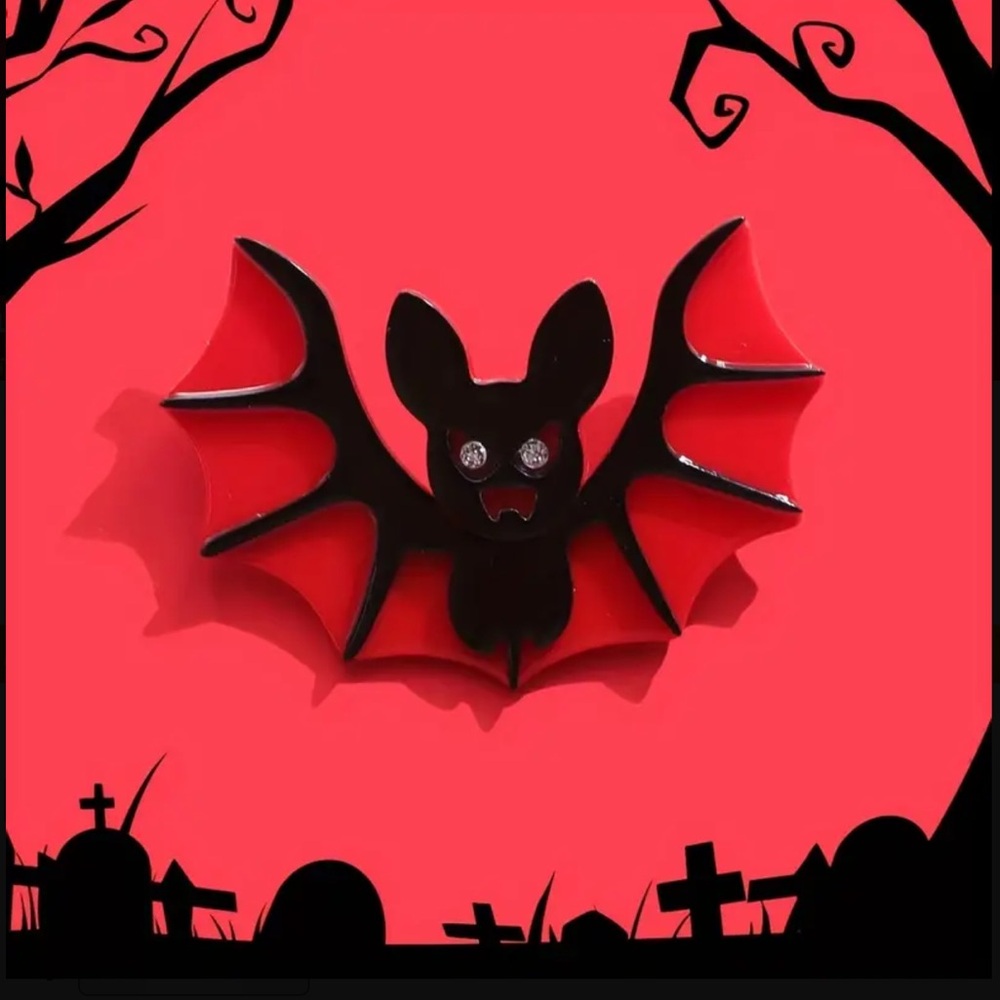 ***NWOT*** Acrylic Cartoon Bat Pin, Brooch